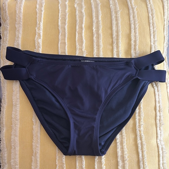 Kona Sol Navy Blue Double Tab Bikini Bottom - Picture 1 of 6